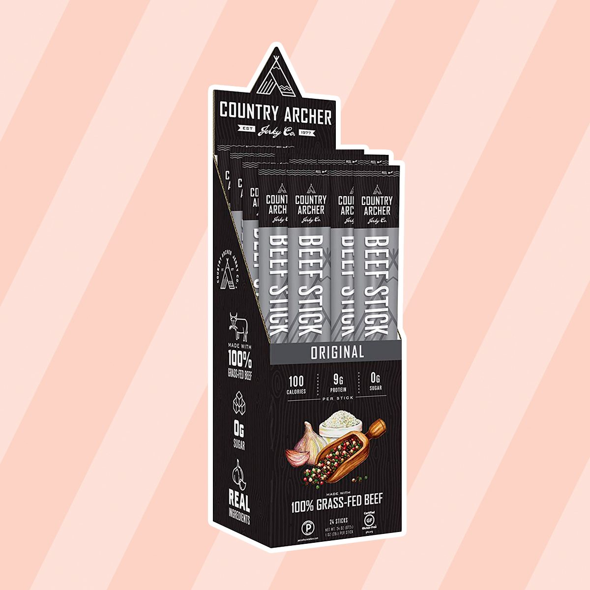 Original Beef Sticks by Country Archer, 100% Grass-Fed, Certified Keto, Paleo, Gluten Free