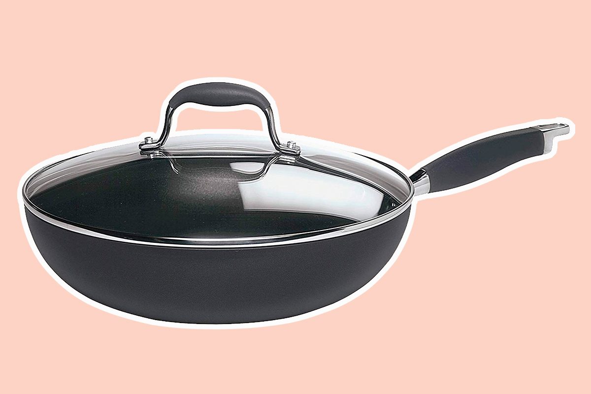 Anolon 82031 Advanced Hard Anodized Nonstick Frying Pan/ Fry Pan/ Saute Pan/ All Purpose Pan with Lid - 12 Inch, Gray