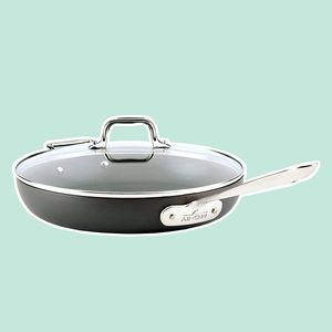 All-Clad HA1 Hard Anodized Nonstick Frying Pan with Lid, 12 Inch Pan Cookware, Medium Grey (Renewed)