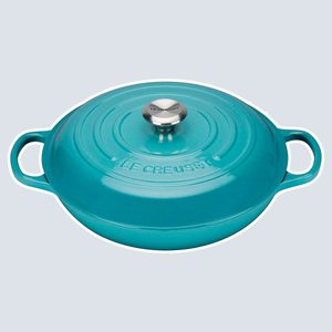 Le Creuset LS2532-2617SS Cast Iron Braiser, 2.25 qt, Caribbean