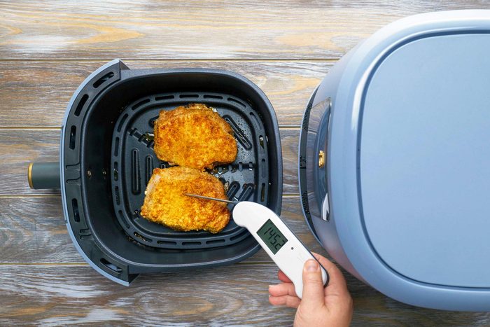 Checking Temperature of Air Fried Pork Chops