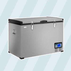 COSTWAY Chest Freezer, 100-Quart Compressor Travel Car Freezer, -0.4°F to 50°F, Portable and Compact Vehicle Electric Cooler Fridge, for Meat, Vegetable and Drinks, for Car, Home, Camping, Truck Party