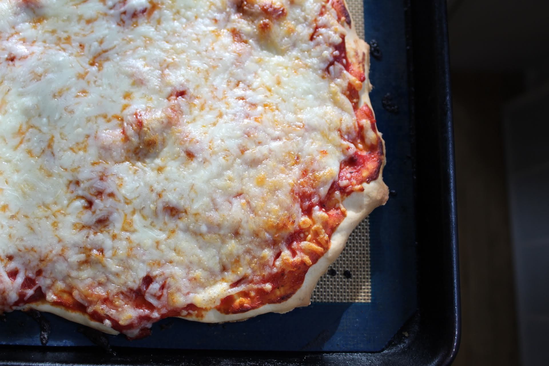 Finished pizza close-up