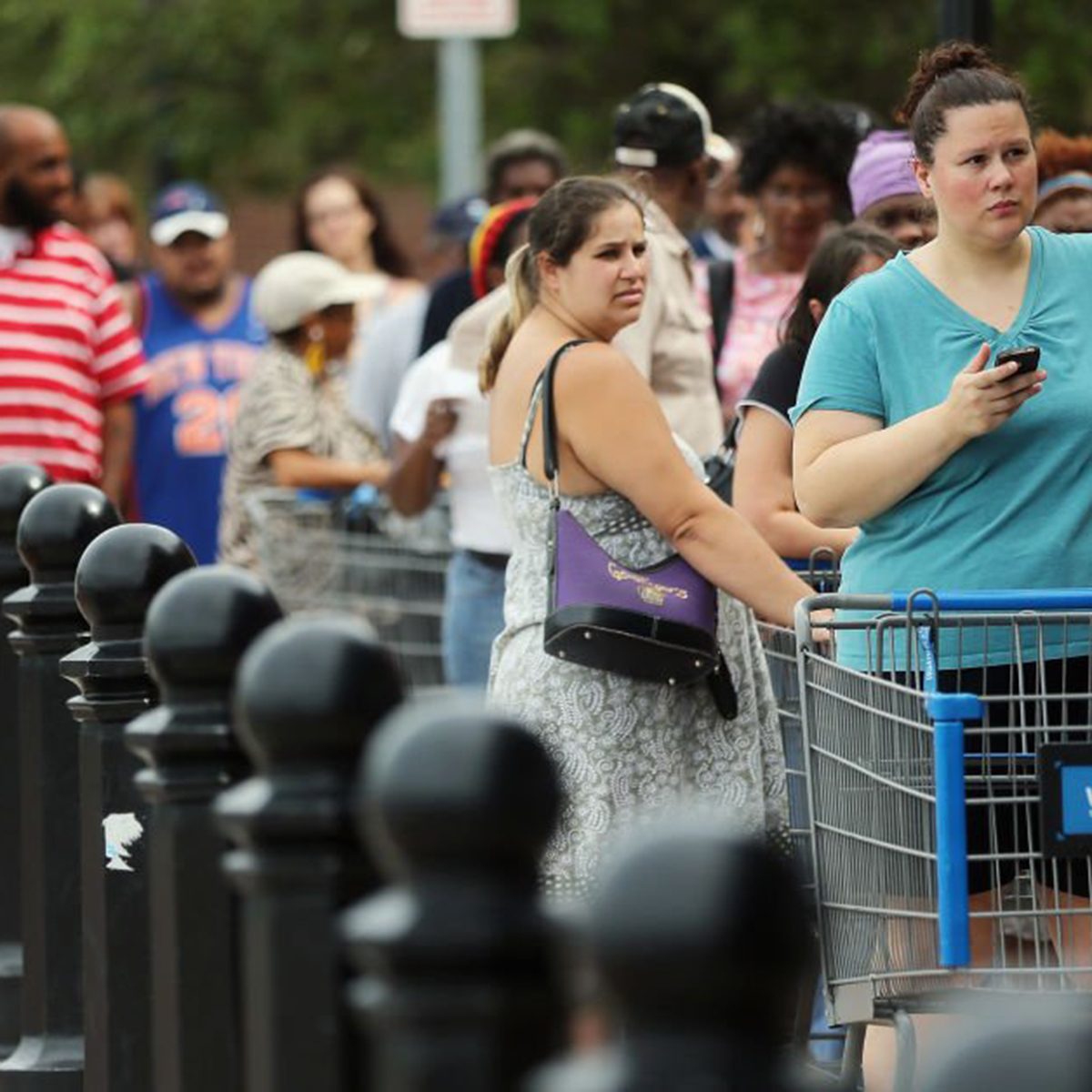 Large crowd outside a Walmart