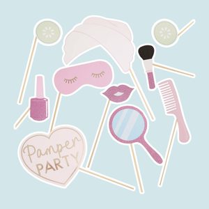 10 Pink Pamper Party Photo Booth Props, Pamper Party, Girls Birthday Party Photo Props, Kids Party Bag Fillers, Spa Party, Children's Party