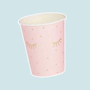 8 Pamper Party Cups, Gold Blush Sleeping Eye Cups, Hen Party Cups, Girls Birthday Party Cups, Spa Party, Girls Birthday Party Decorations