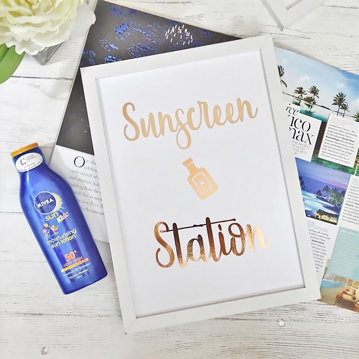 Sun station wedding foil print, custom foil poem, Personalised Foil Wedding sun station Sign