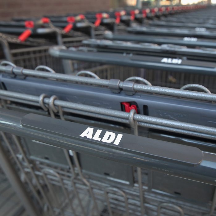 CHICAGO, IL - JUNE 12: Shopping carts sit outside an Aldi grocery store on June 12, 2017 in Chicago, Illinois. Aldi has announced plans to open 900 new stores in the United States in the next five years. The $3.4 billion capital investment would create 25,000 jobs and make the grocery chain the third largest in the nation behind Wal-Mart and Kroger. (Photo by Scott Olson/Getty Images)
