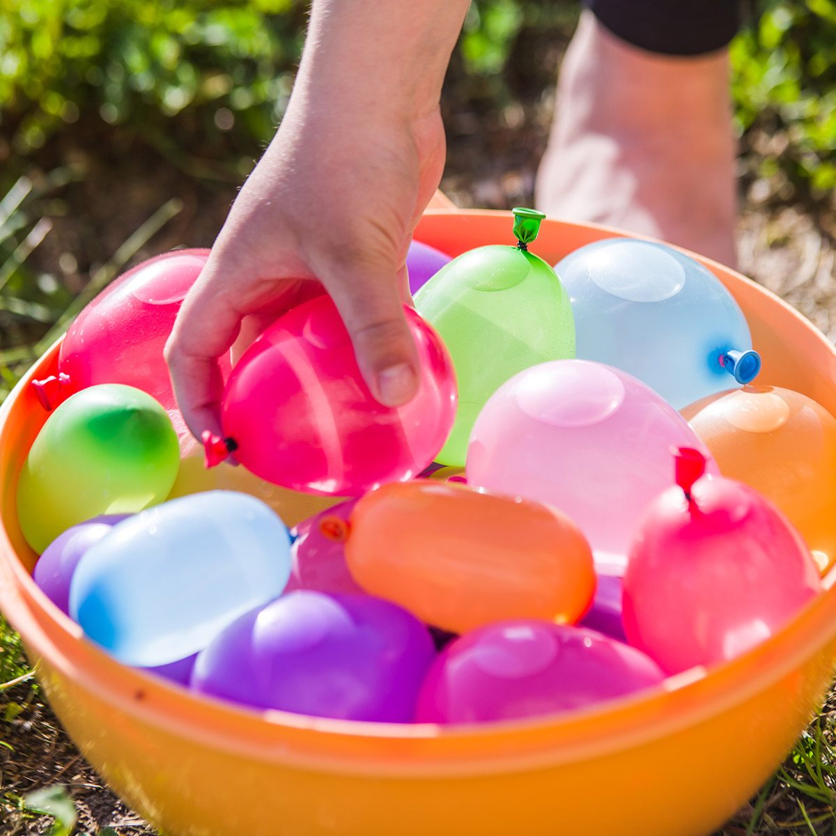colorful water bombs in summer ready to play
