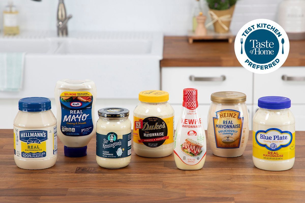 Mayonnaise taste test packaging shot in media kitchen; Test Kitchen Preferred; TKP WITH LOGO crop