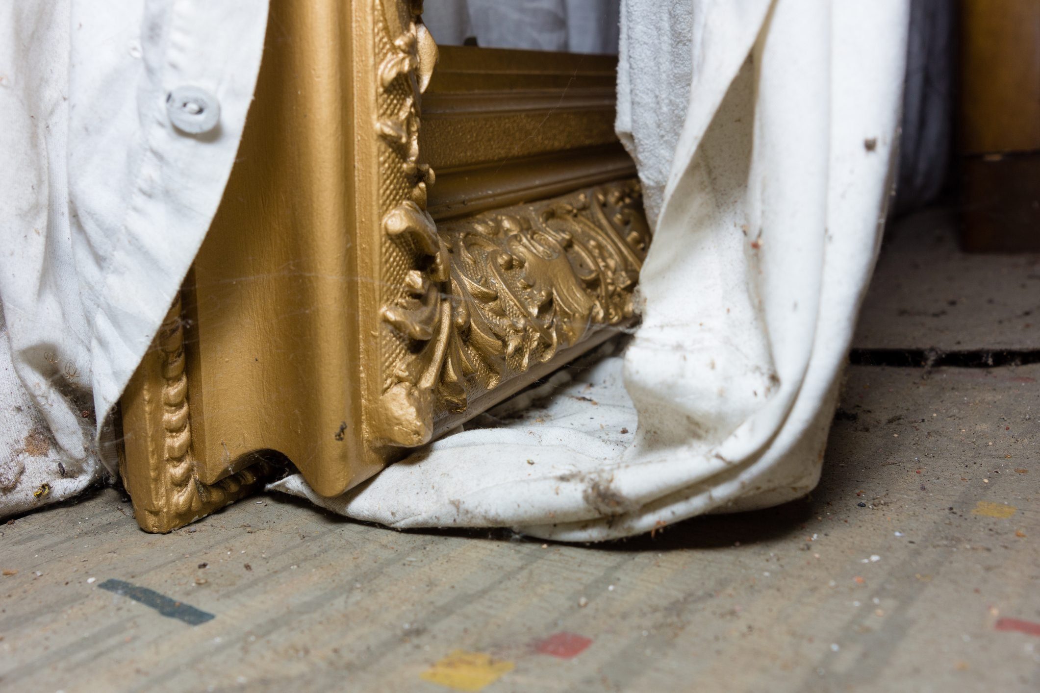 Unused Framed posters and paintings in the basement