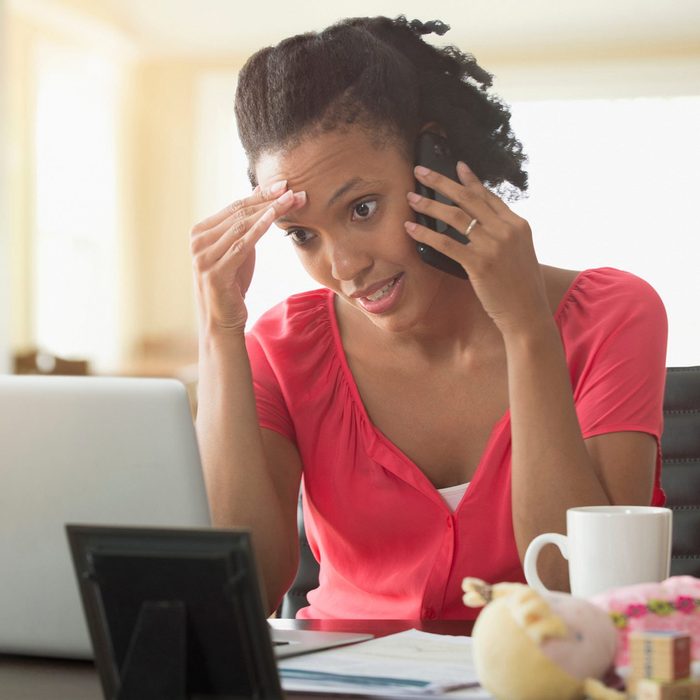 Black woman talking on cell phone