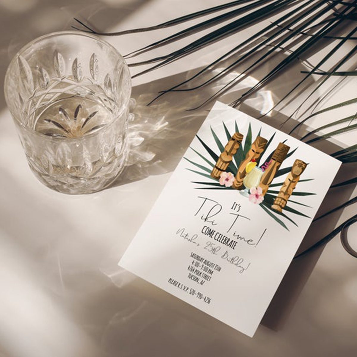 5x7 Tiki Time Birthday Invitation