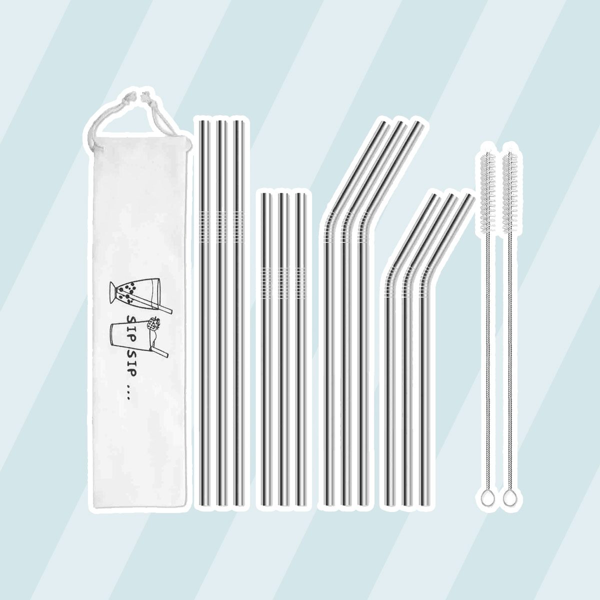 Hiware 12 Pack Reusable Stainless Steel Metal Straws With Case Via Amazon