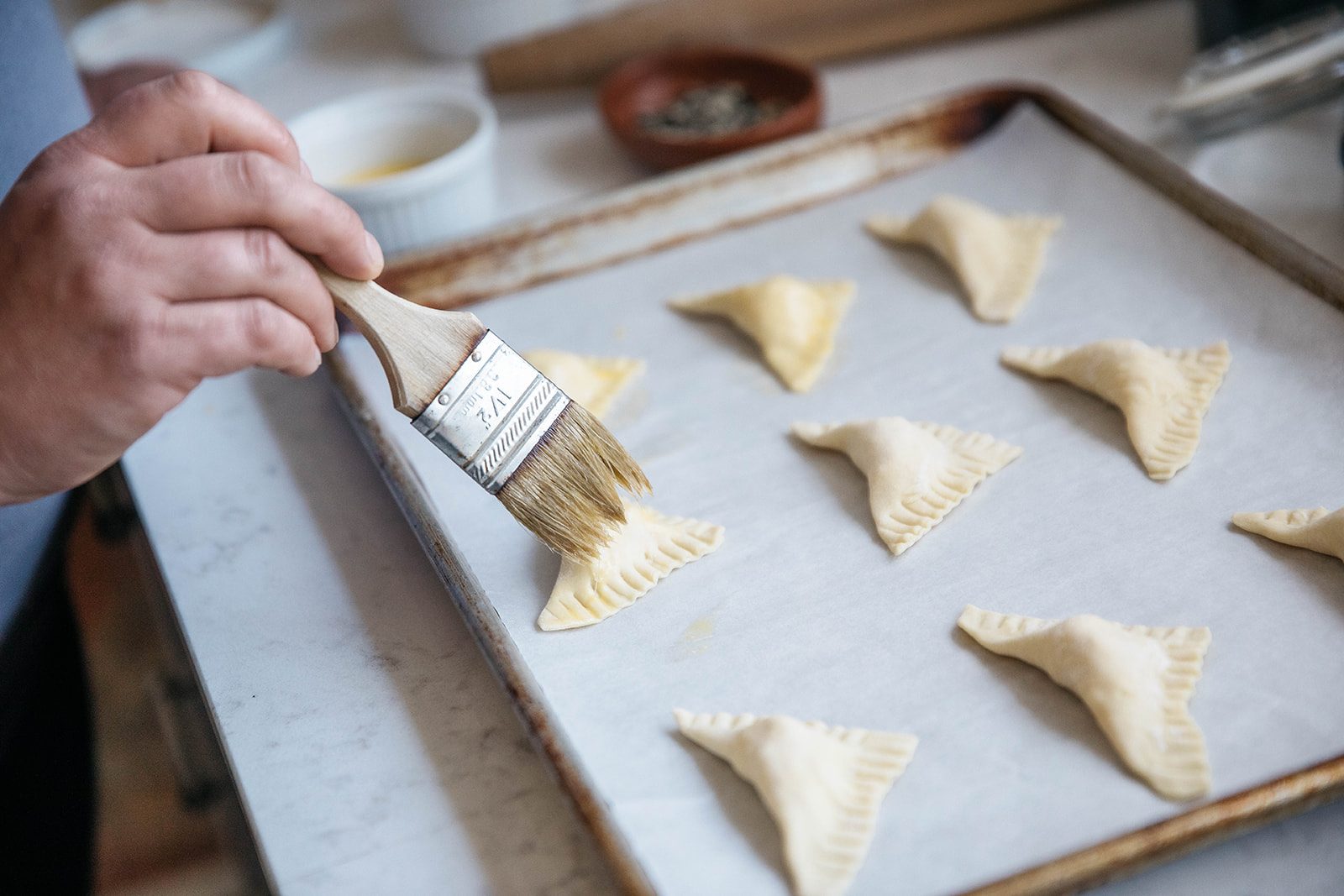 bourekas Brush with egg wash