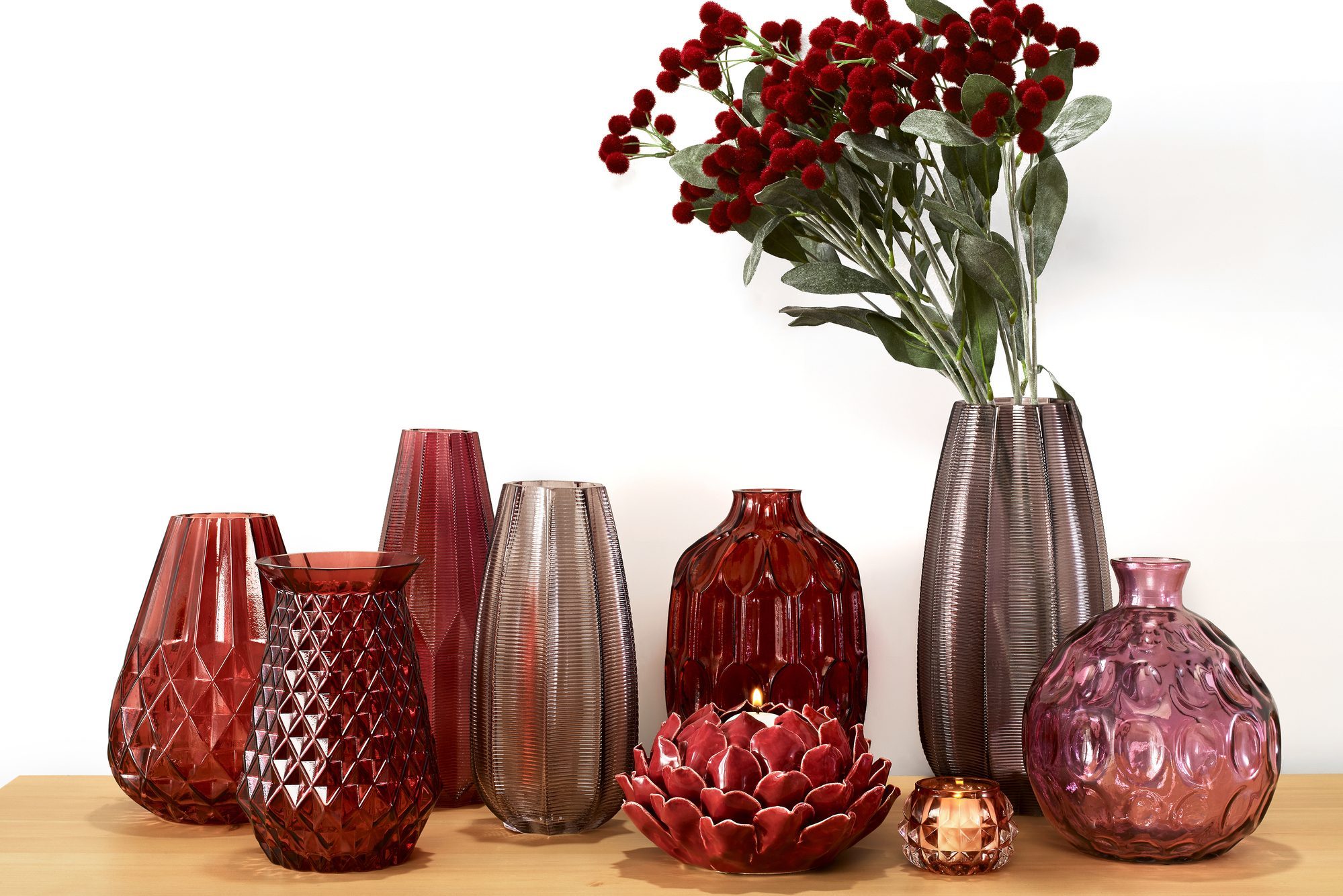 maroon glassware fall home decor