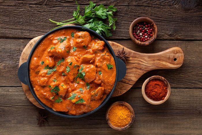 Tasty butter chicken curry dish from Indian cuisine.