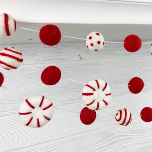 Peppermint Felt Ball Garland