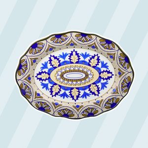 Lorren Home Trends Bimini Collection 18 Wavy Stoneware Platter
