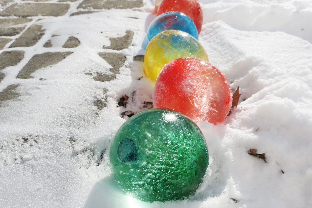 How to Make Ice Marbles By Freezing Water Balloons with Food Coloring