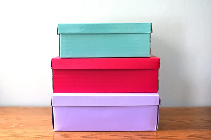 stacked shoe boxes