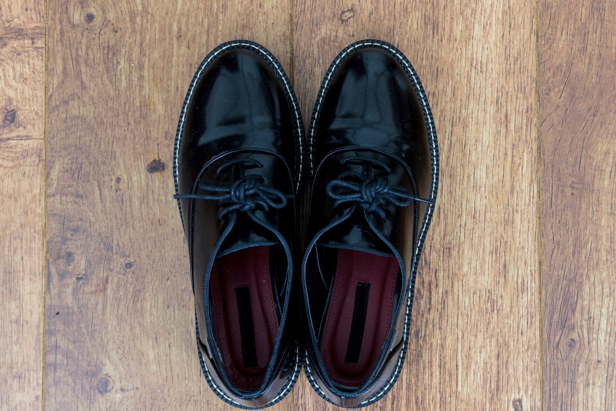 Smart flat black professional shoes that have been polished