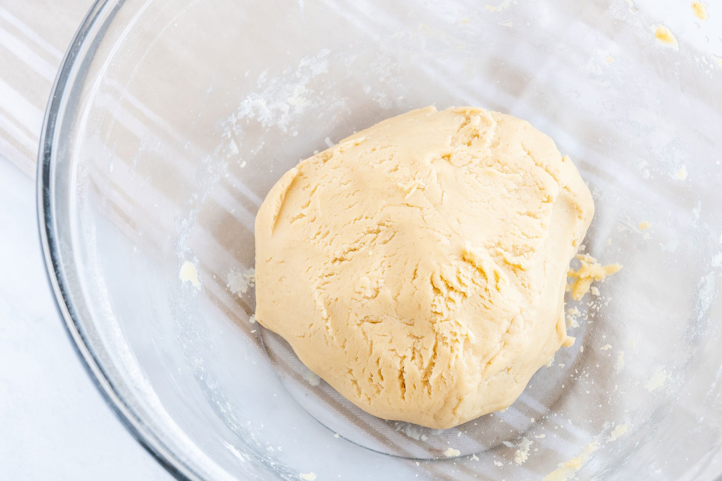 Tagalongs cookie dough in a glass bowl