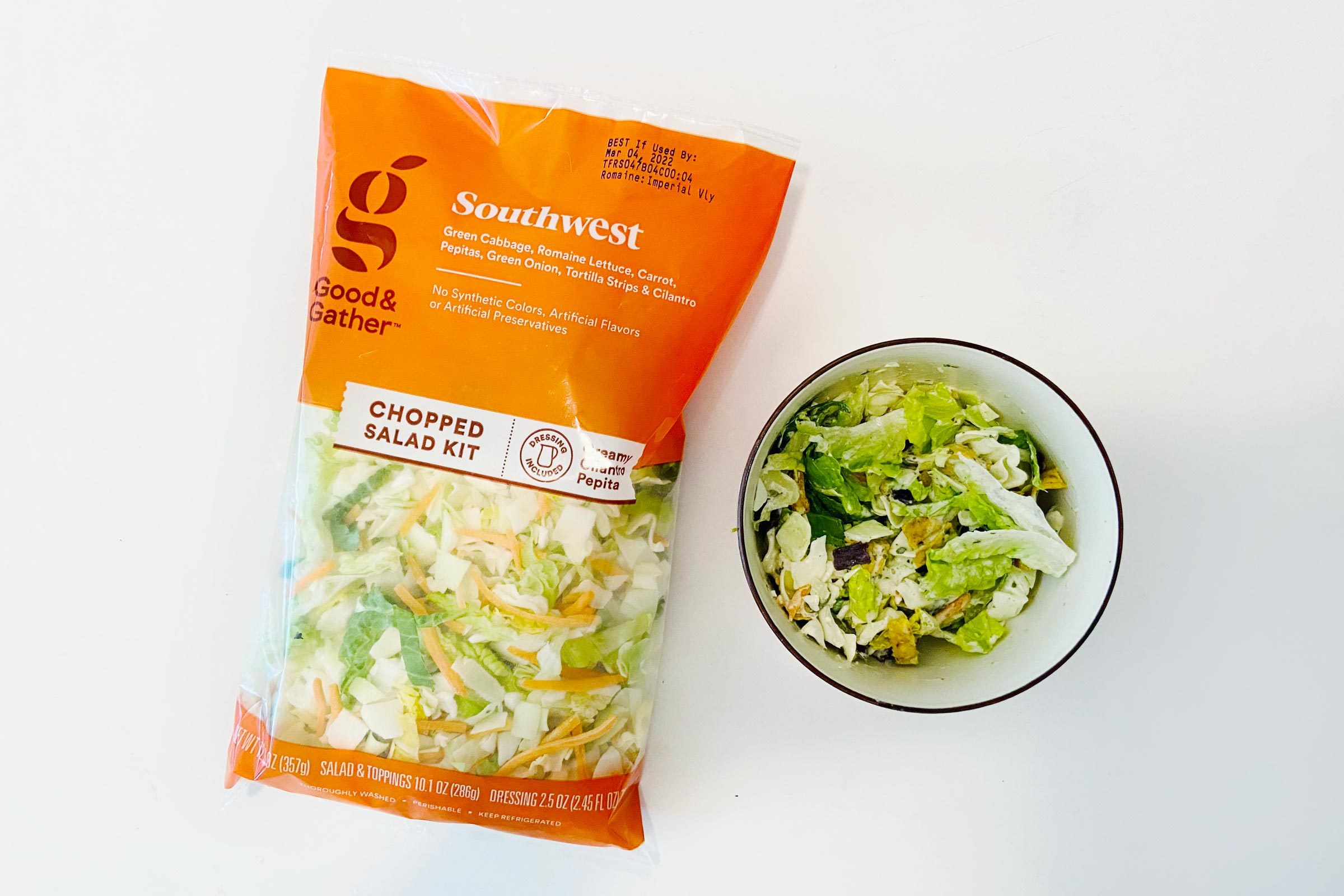 Good & Gather salad bag with a bowl of Salad