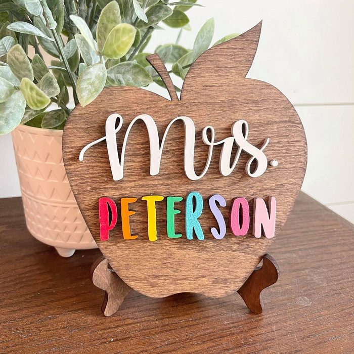 Personalized Desktop Teacher Apple Sign Ecomm Via Etsy.com