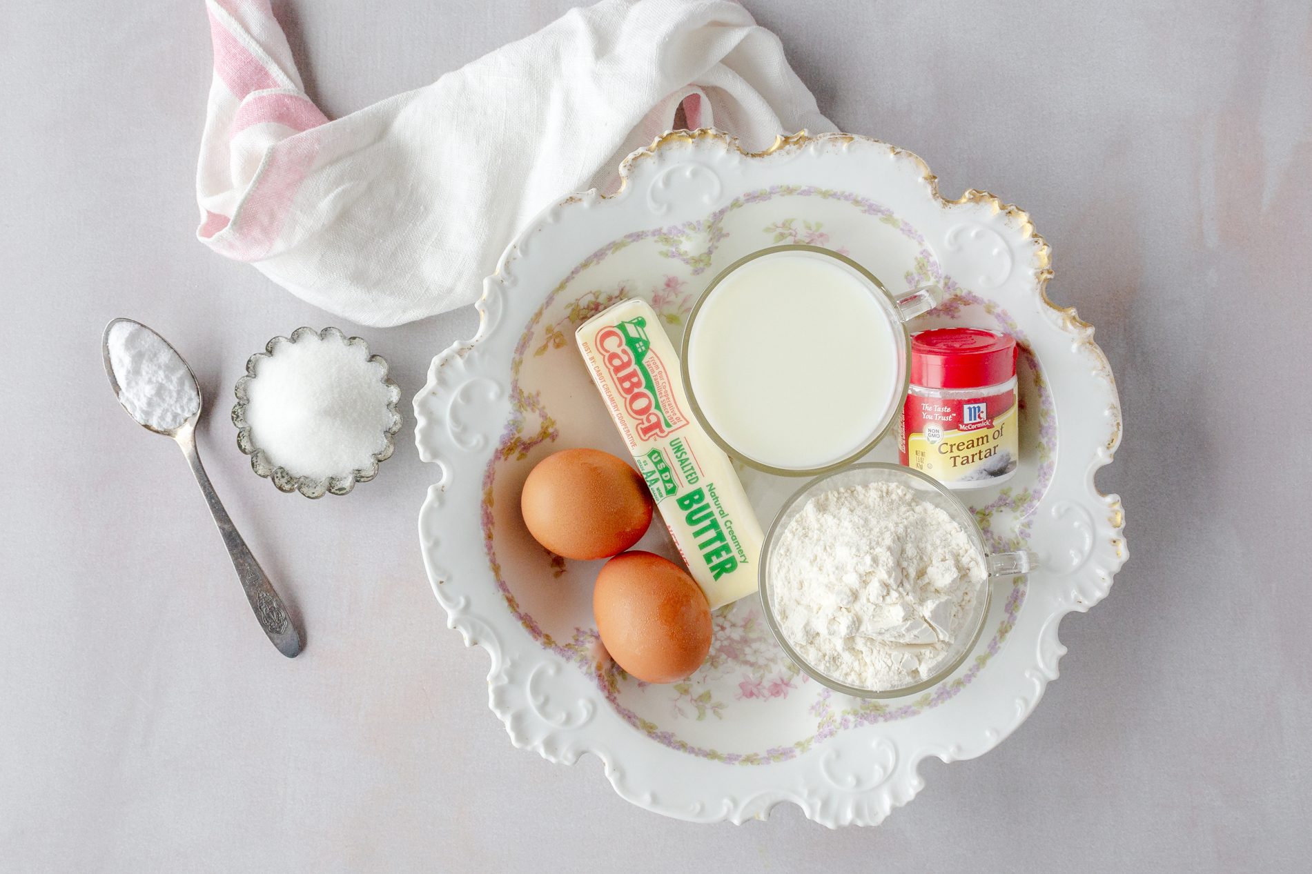 top view of ingredients measured out into small bowls