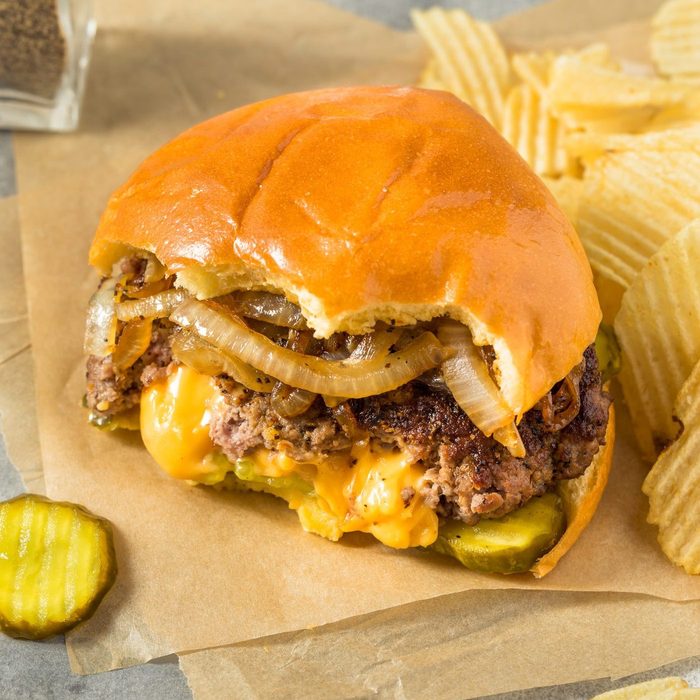 Homemade Juicy Lucy Cheeseburger