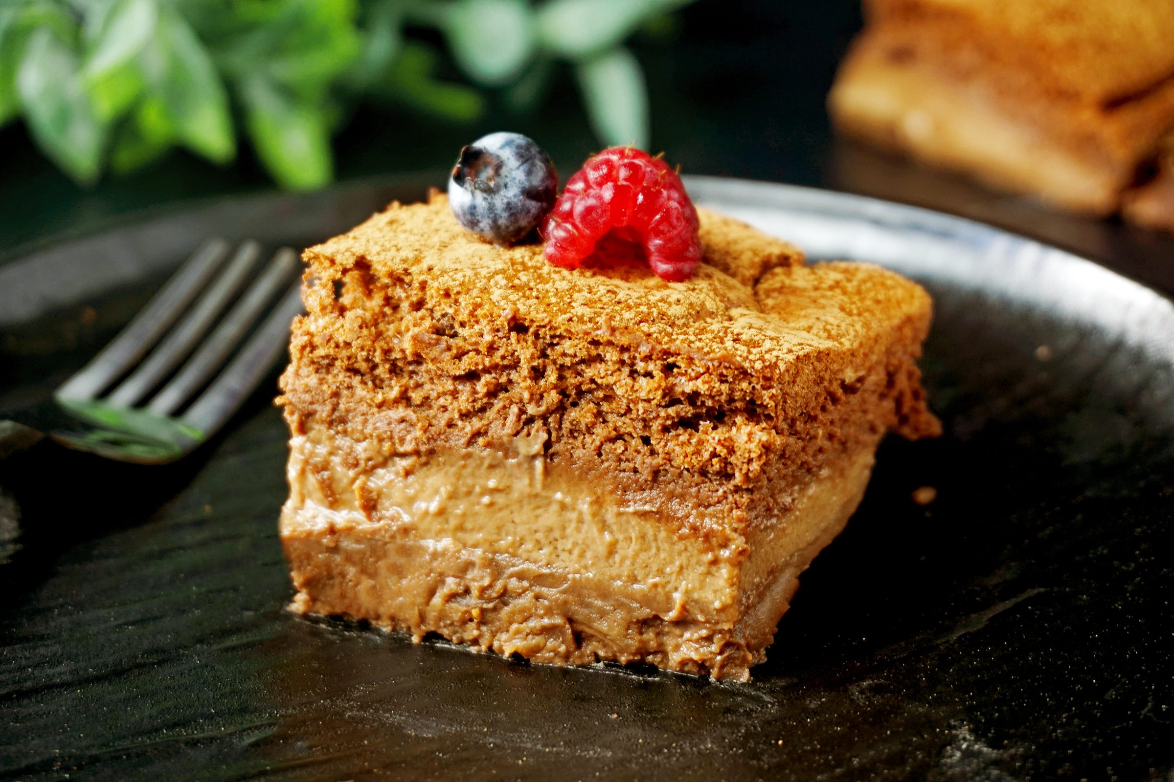 Chocolate Magic Cake slice