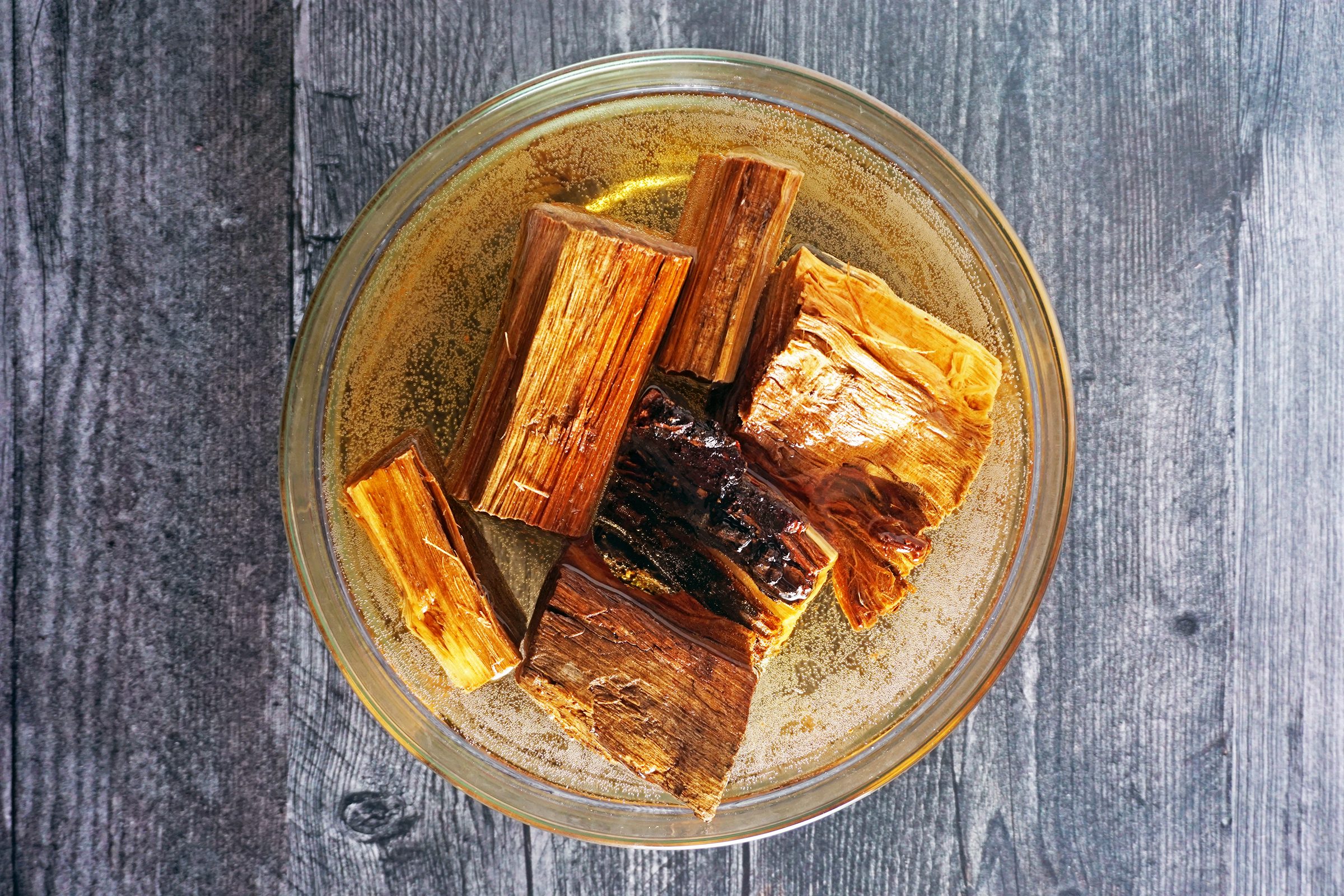 soaking hickory chunks