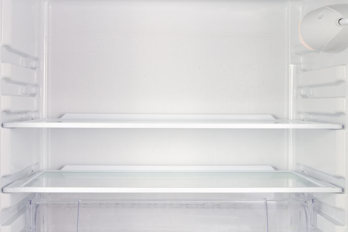 empty fridge as backdrop