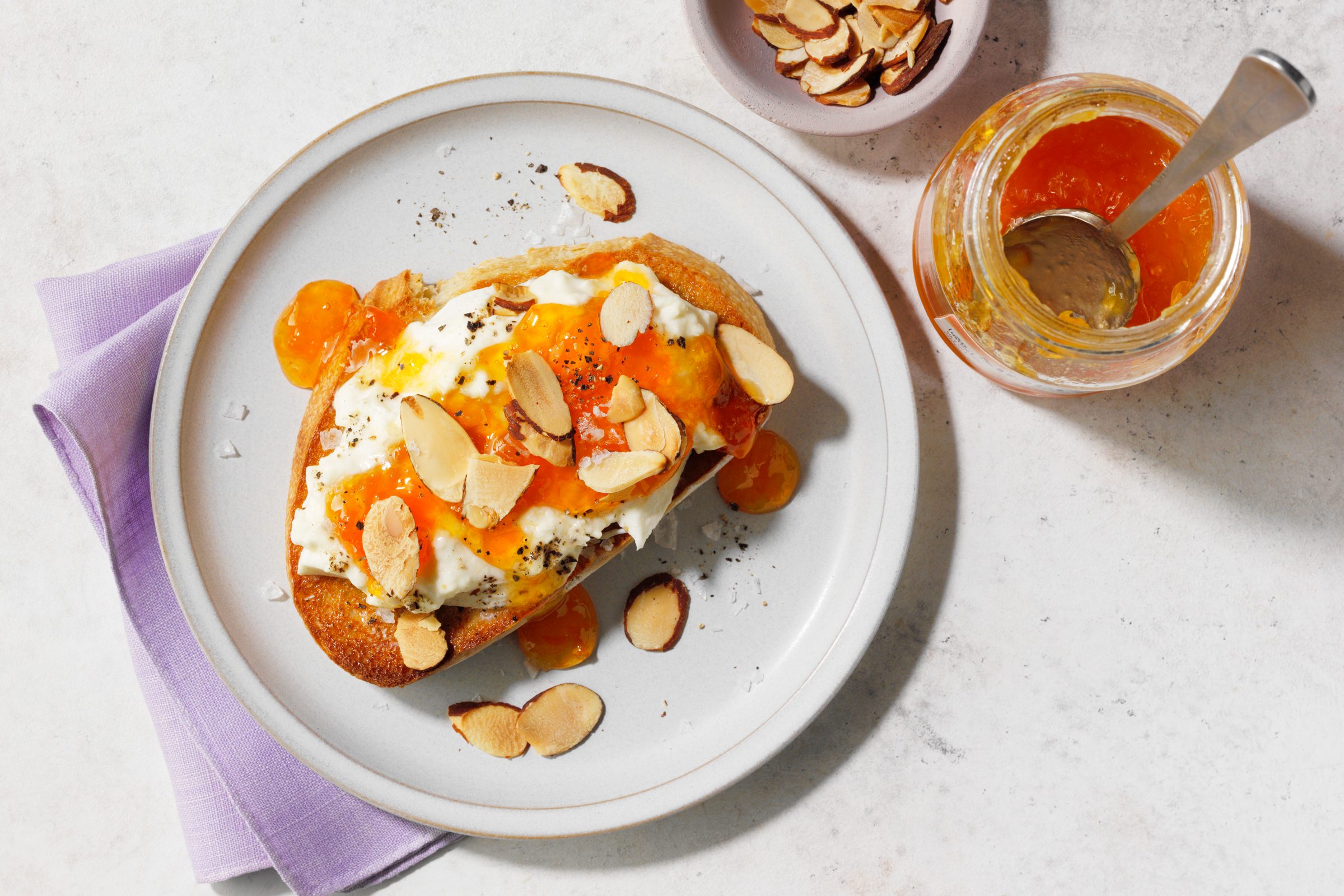 Apricot Almond burrata toast