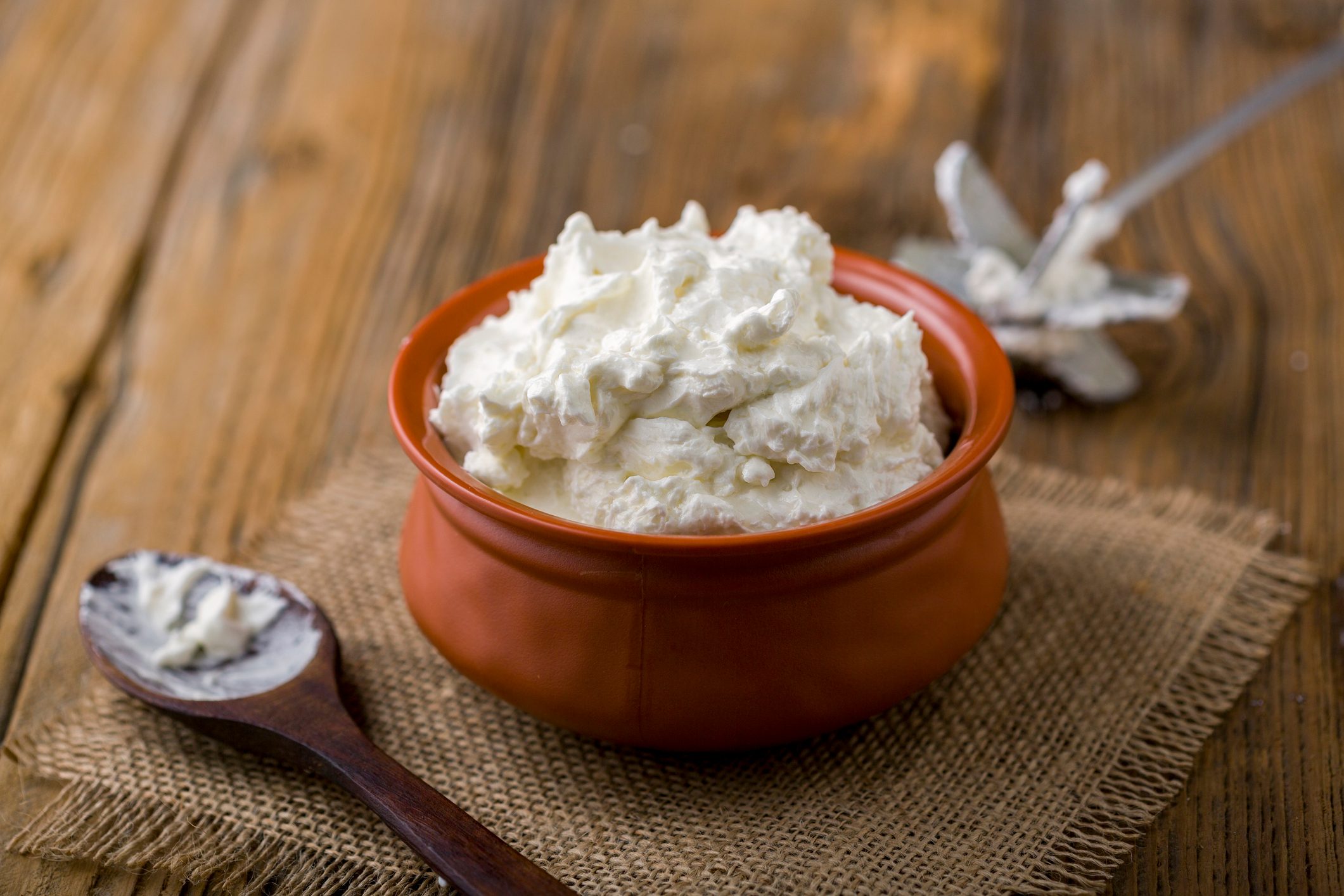 Freshly prepared homemade white butter kept in a clay bowl
