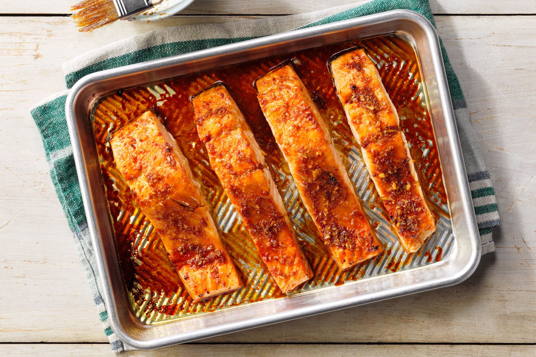A Pan of Cooked Salmon