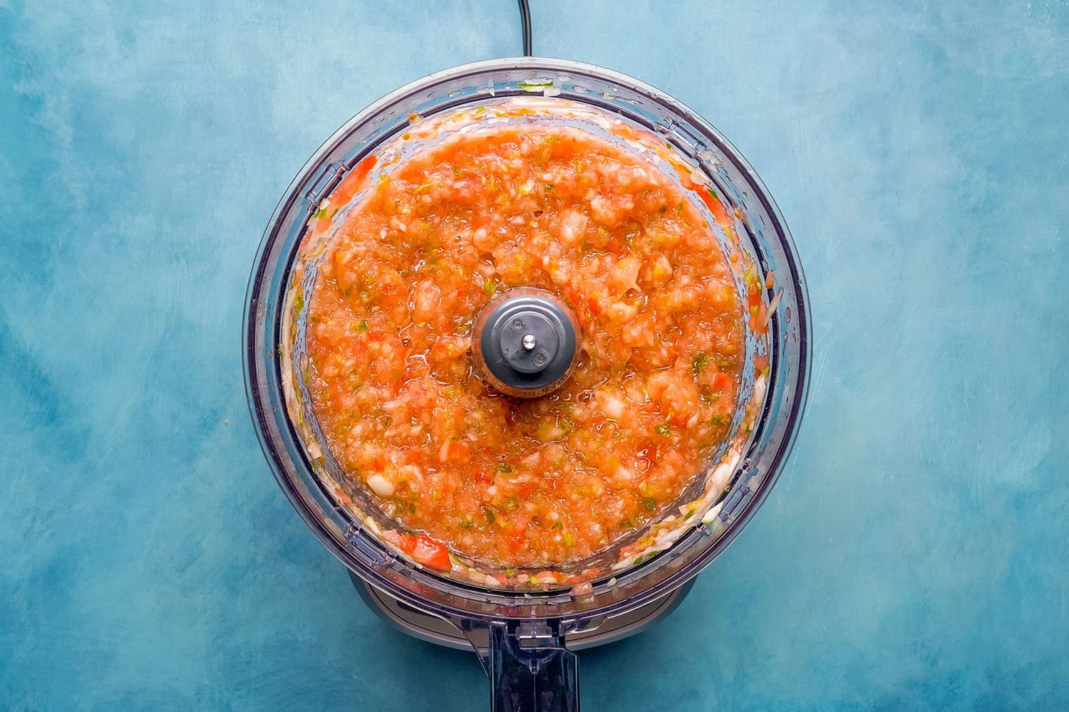 Shrimp Ceviche Mixture in a Food Processor