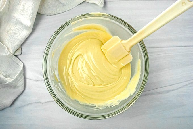 Melting White Chocolate in Glass Bowl