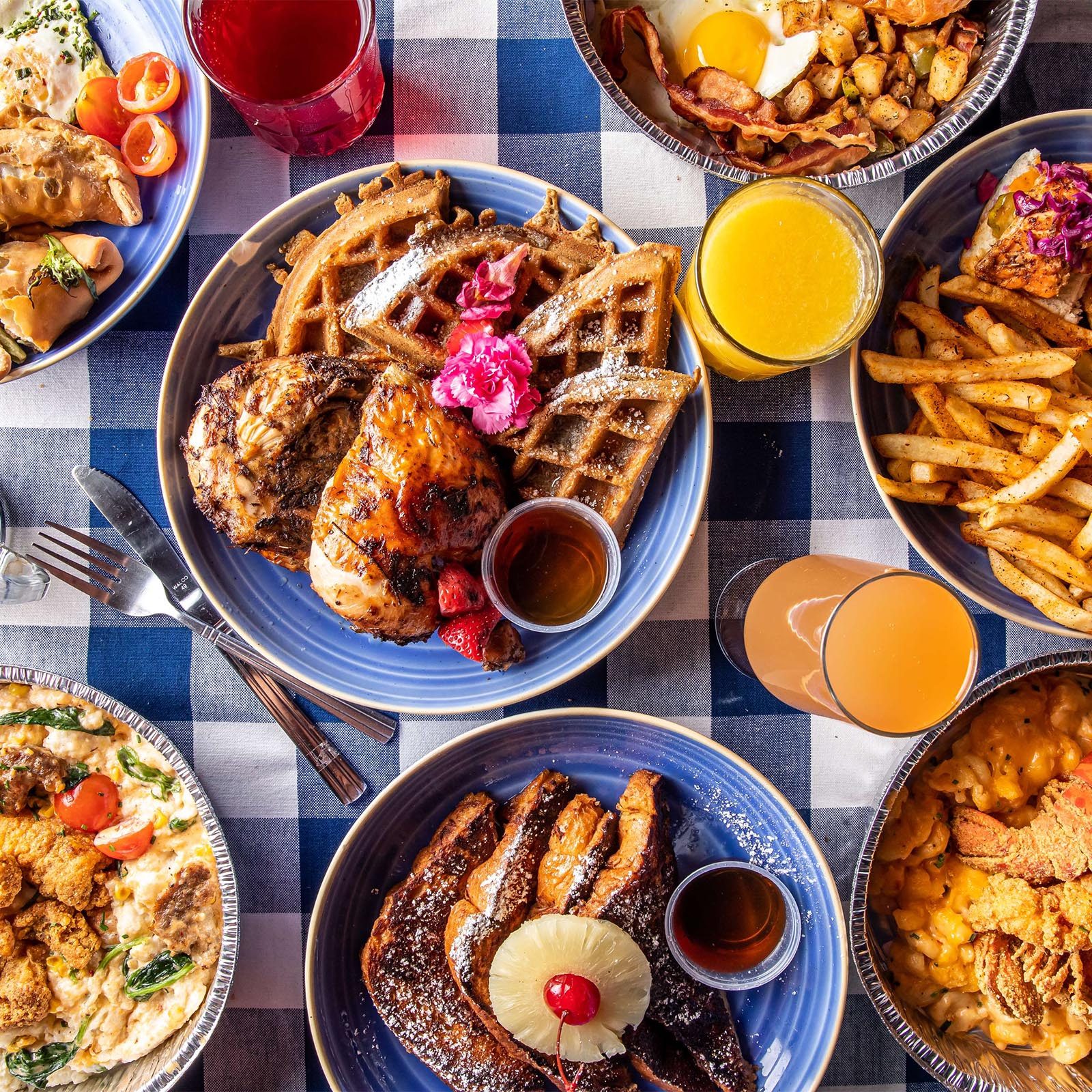 A spread of soul food from The Breakfast Boys