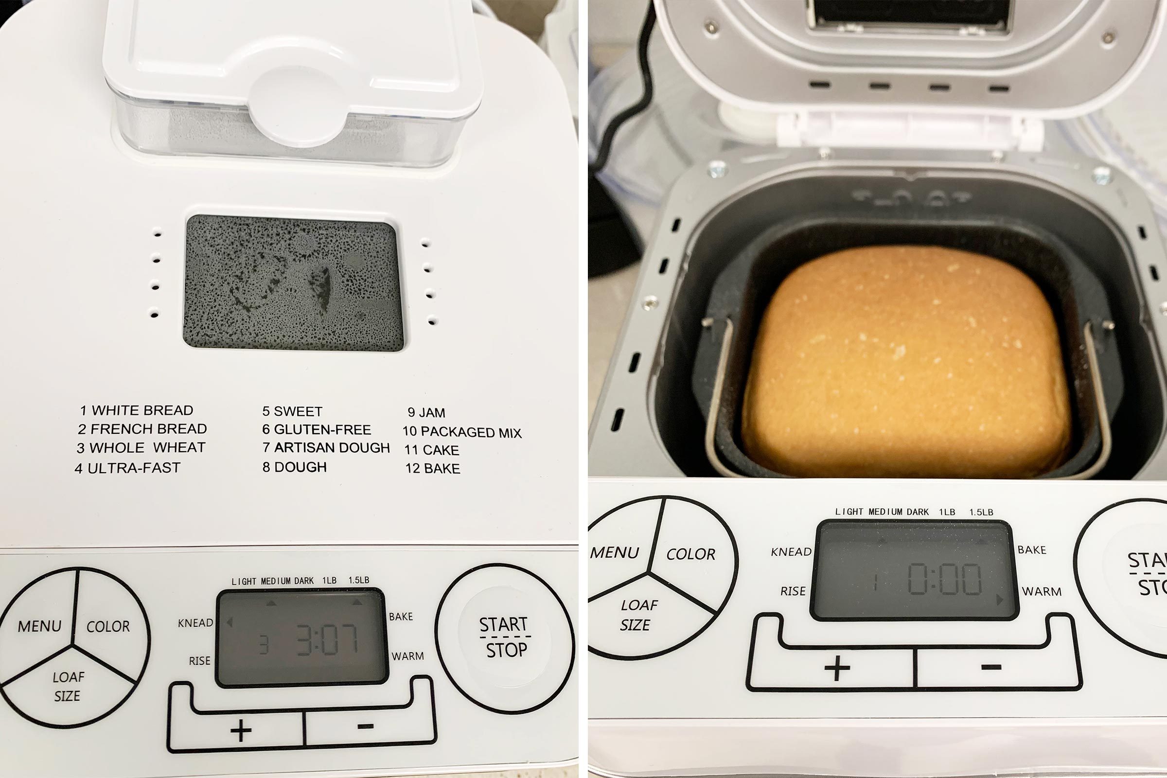 Dash Bread Maker Display and bread in pan