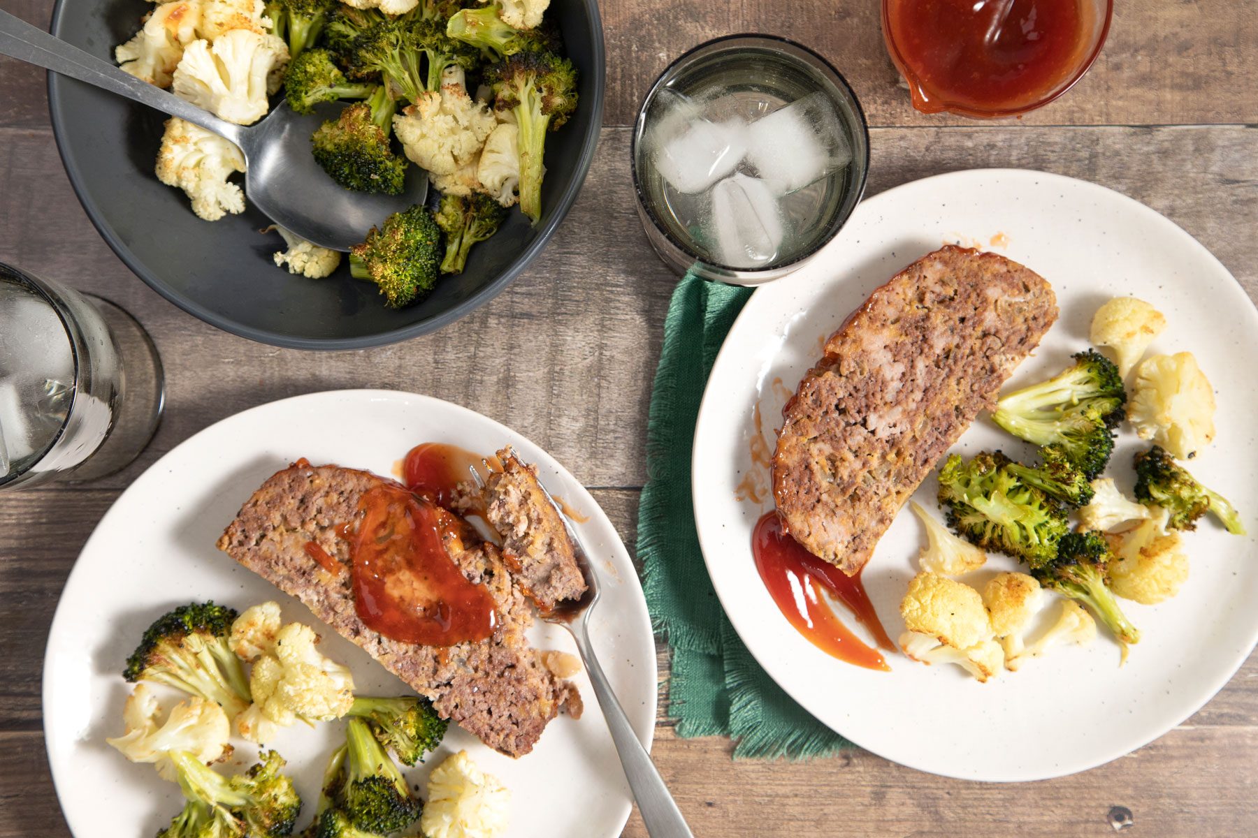 Two plates of Beef And Pork Meat Loaf served 