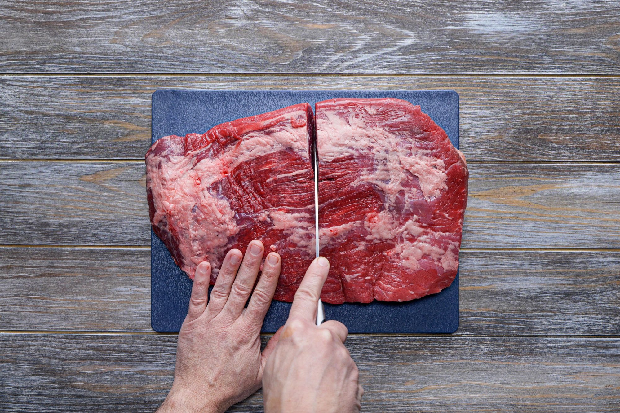 Cut the brisket in half