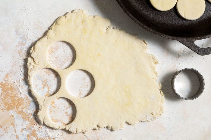 Cutting the dough with a cookie cutter