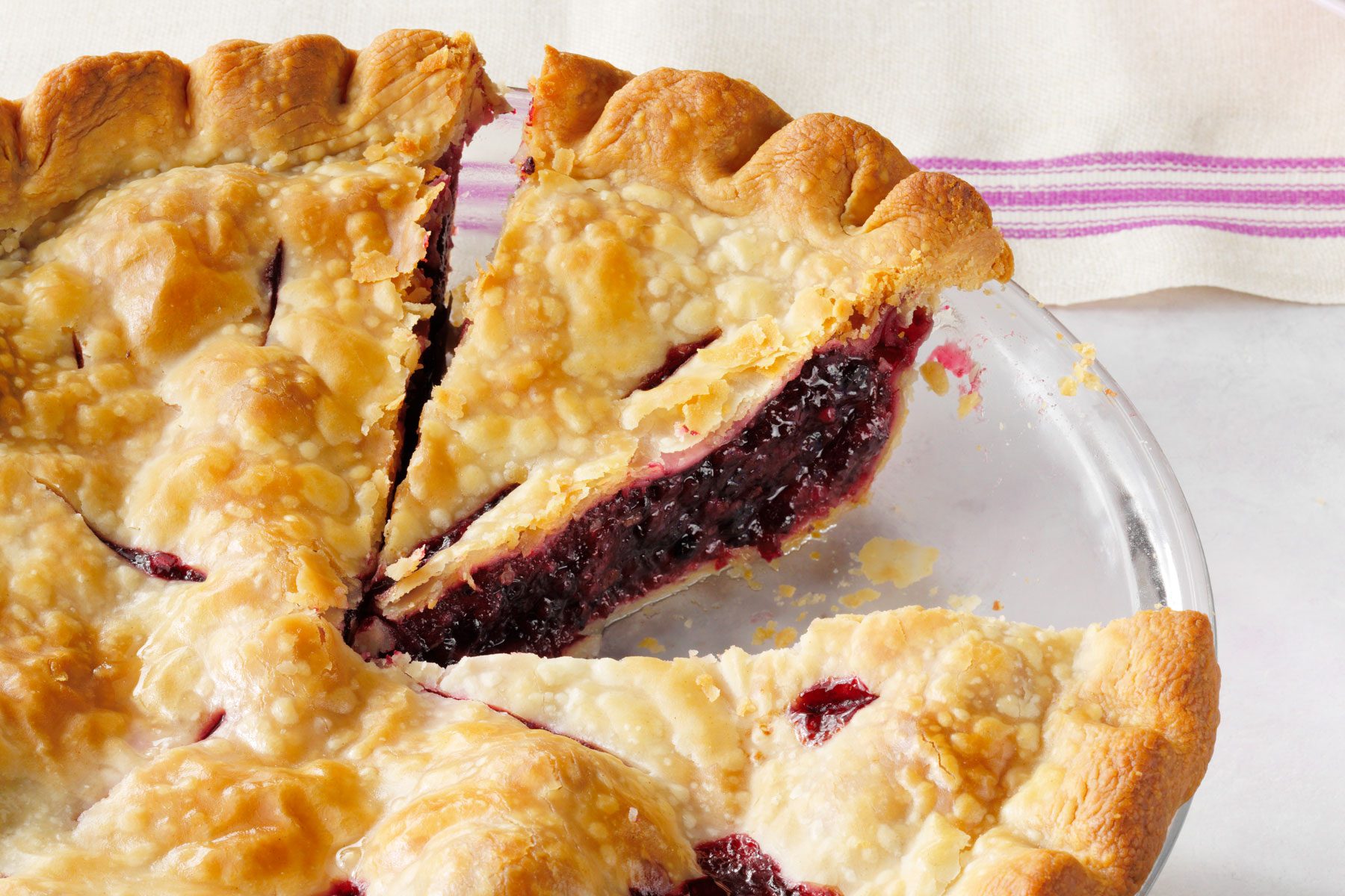 Slices of Blackberry Pie in a plate
