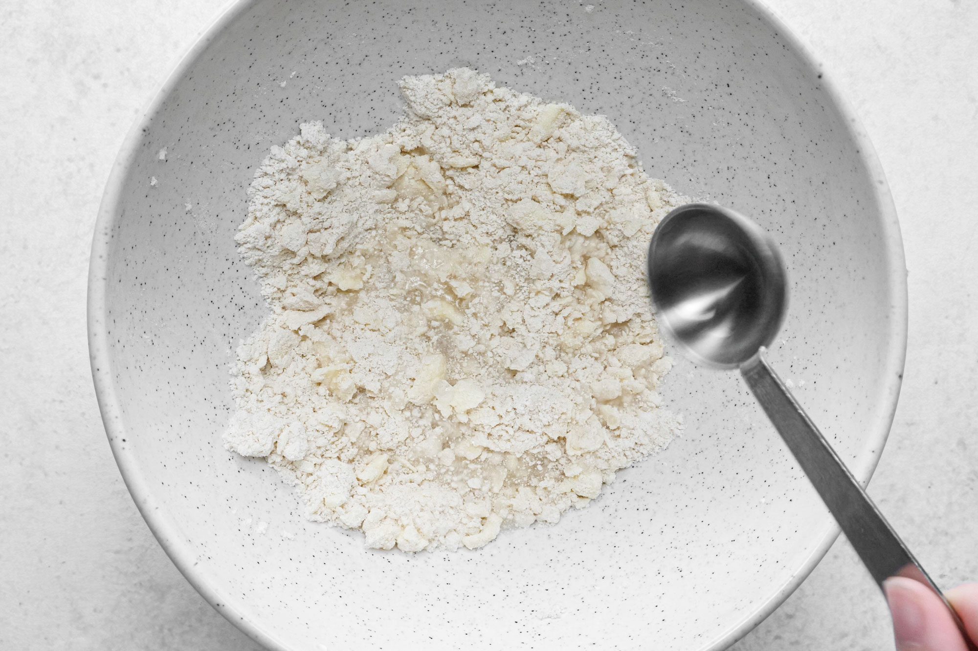 Add ice water into the mix