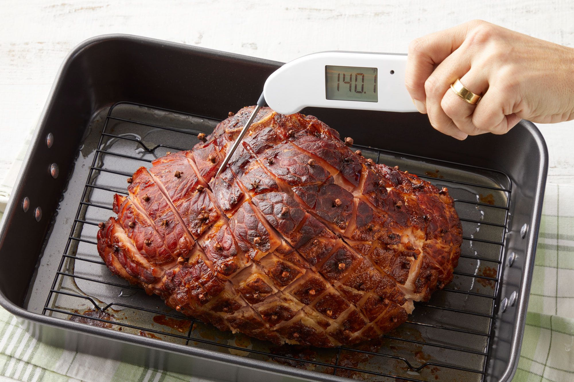 Bake until thermometer reads 140° for 10 - 15 minutes