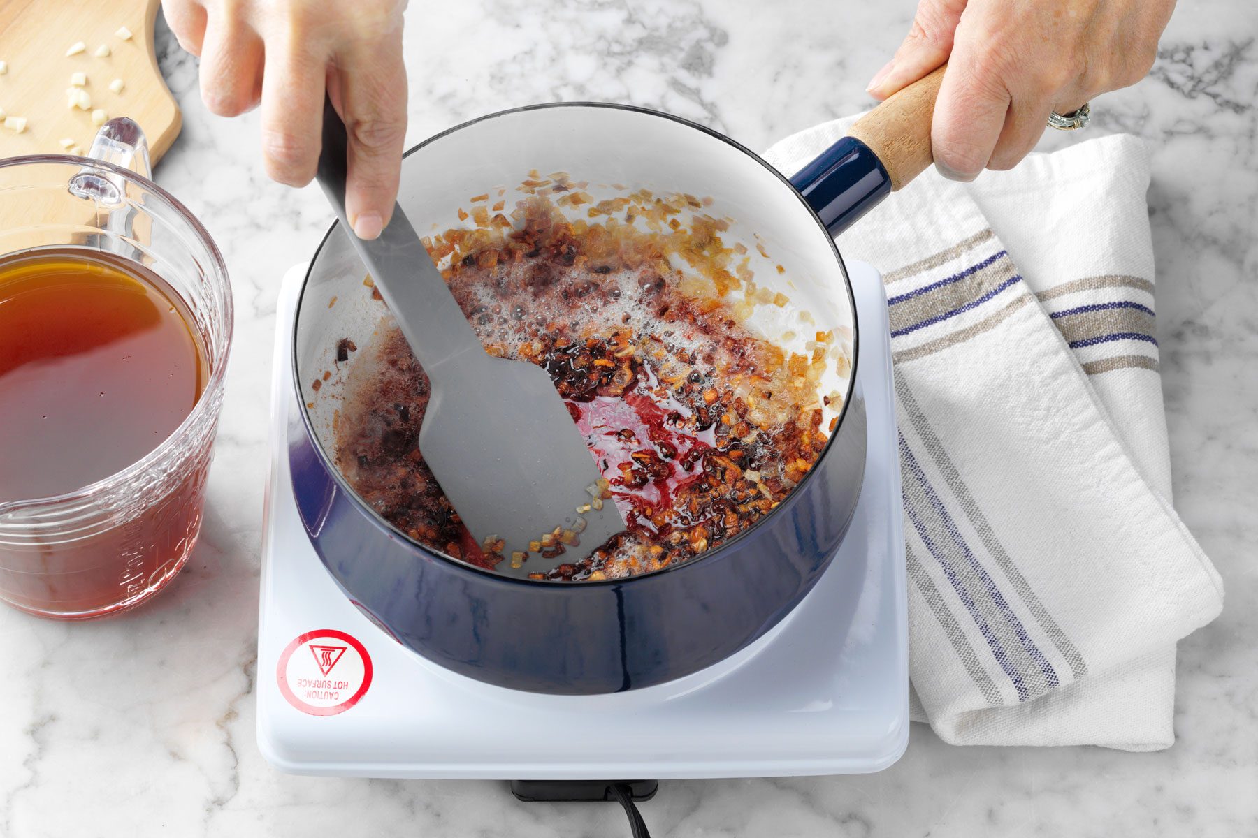 Cooking oil in a saucepan