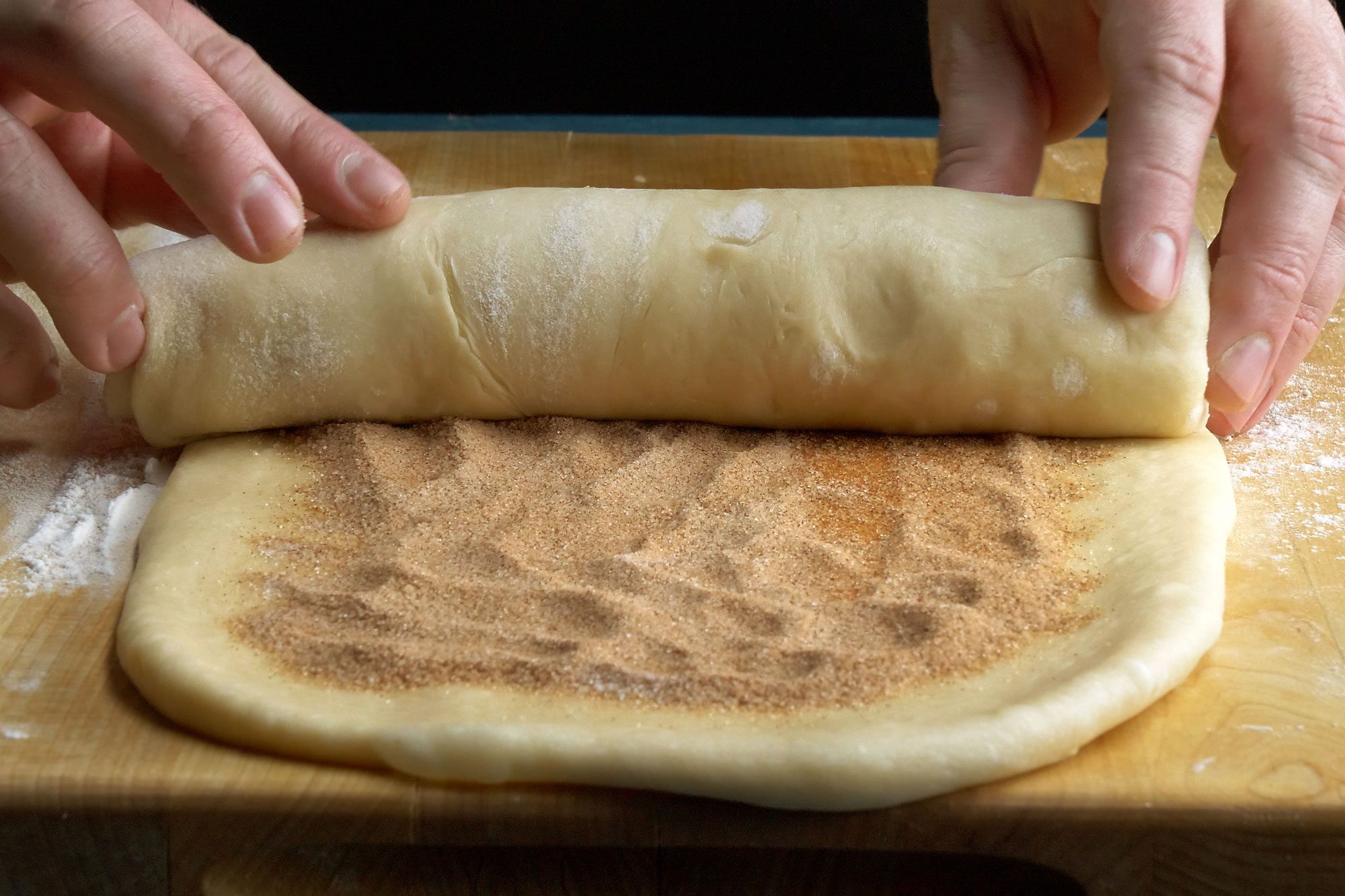 Roll up the pieces in jelly-roll style