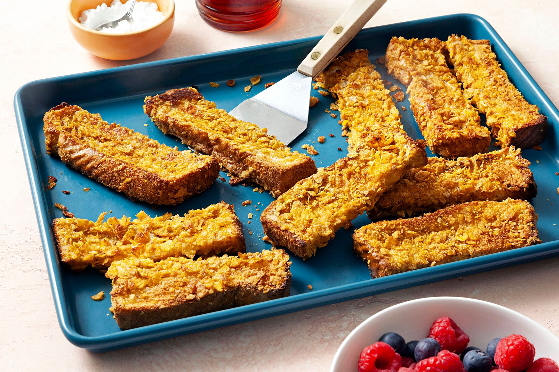 Baked French Toast Sticks on baking tray